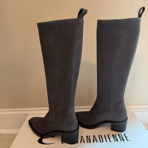$598 La Canadienne Paton Western Boot Waterproof Suede Knee High Grey Heel 35.5 - Picture 9 of 16